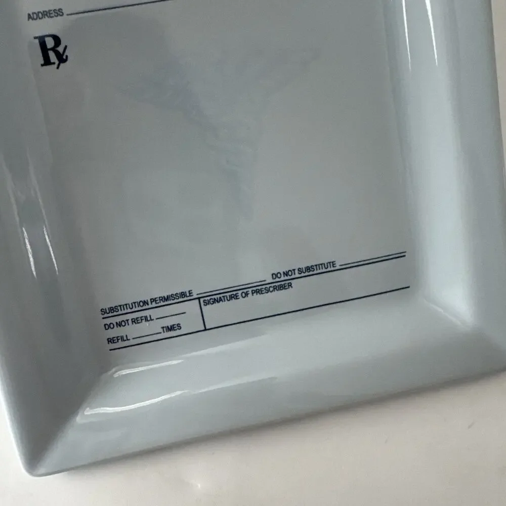 Fishs Eddy New York State RX Prescription Drug Pad Trinket Dish Tray Plate 7x5.5